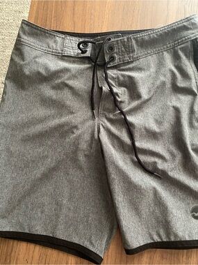 Hollister Gray Men's Board Shorts with Black Trim
